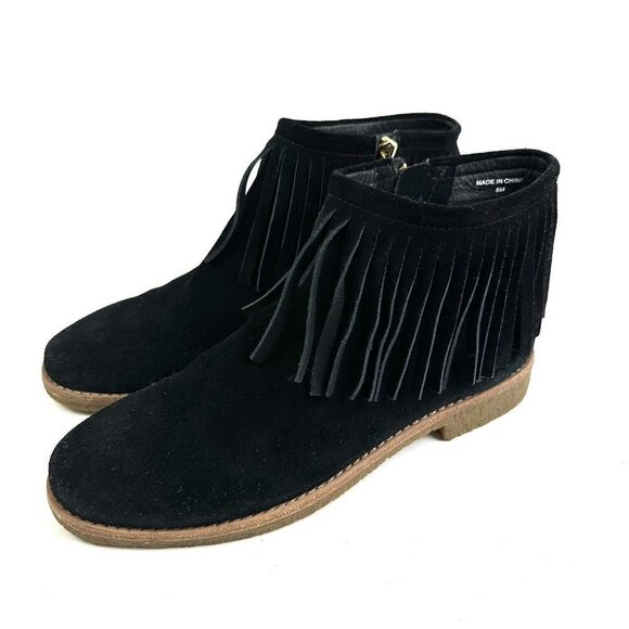 Kate Spade Ankle Boot 8 Betsie Too Suede Fringed Black Booties Womens Zip Up - Picture 2 of 14